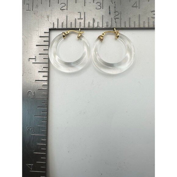 Designer gold & honey clear chunky graduated Hoop Earrings